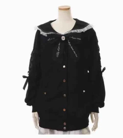 Japanese Liz Mine Mass-Produced Sailor Collar Ribbon Bow Sweet Hoodies Women Autumn Preppy Style Y2K Cute Oversized Sweatshirt