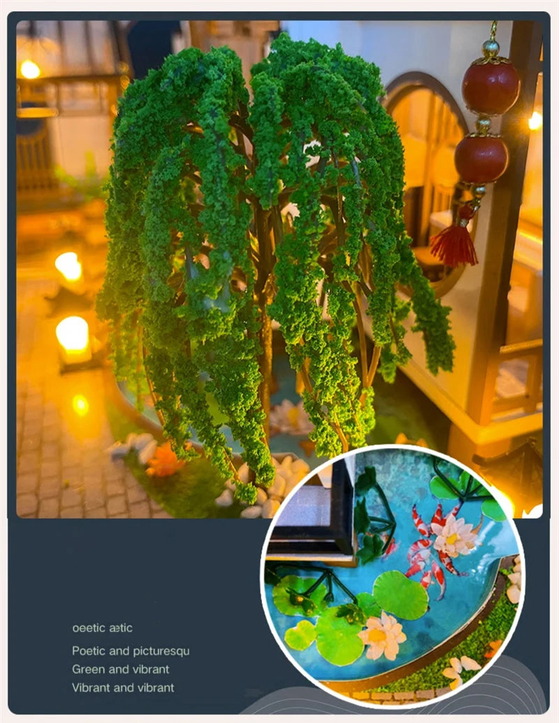 NEW DIY Wooden Doll Houses Japanese Ancient Casa Miniature Building Kits with Furniture Led Dollhouse for Adults Christmas Gifts SS69