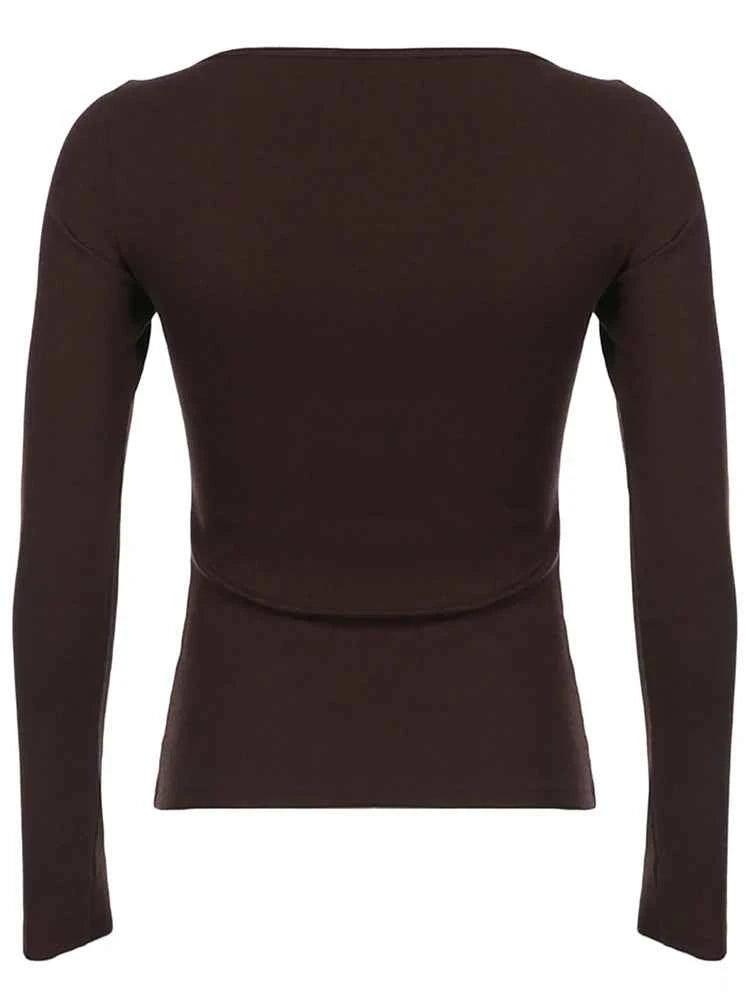 Y2k Women's Long Sleeve Knitted Tops Lace Stitching Neckline Knitwear Bowknot Decoration Slim-Fit Tshirt Pullovers Clubwear