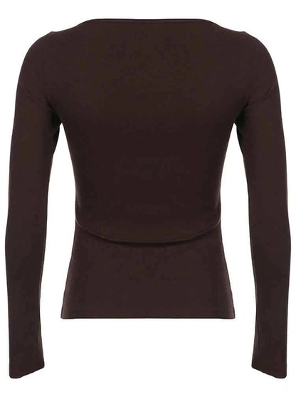 Y2k Women's Long Sleeve Knitted Tops Lace Stitching Neckline Knitwear Bowknot Decoration Slim-Fit Tshirt Pullovers Clubwear