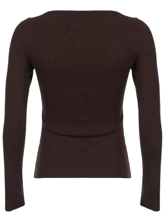 Y2k Women's Long Sleeve Knitted Tops Lace Stitching Neckline Knitwear Bowknot Decoration Slim-Fit Tshirt Pullovers Clubwear