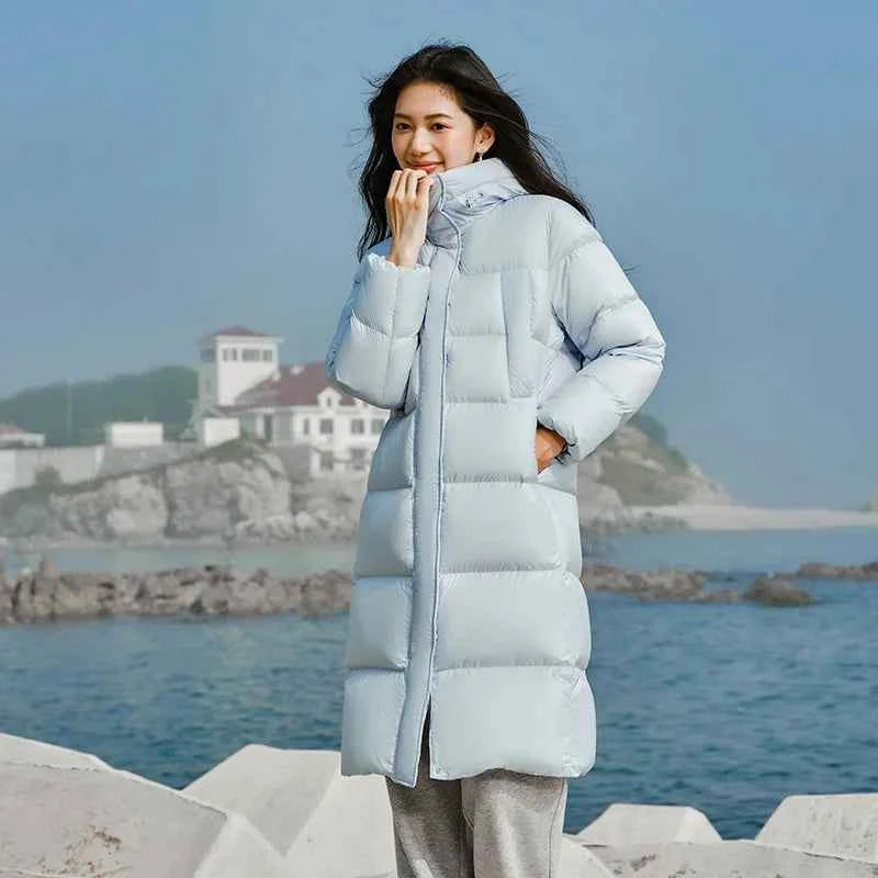 Semir Down Jacket Women Long Length Waterproof Coat 2026 Fashion Winter New Loose Hooded Coat Simple Down Jacket Woman