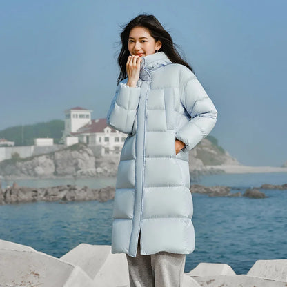 Semir Down Jacket Women Long Length Waterproof Coat 2026 Fashion Winter New Loose Hooded Coat Simple Down Jacket Woman