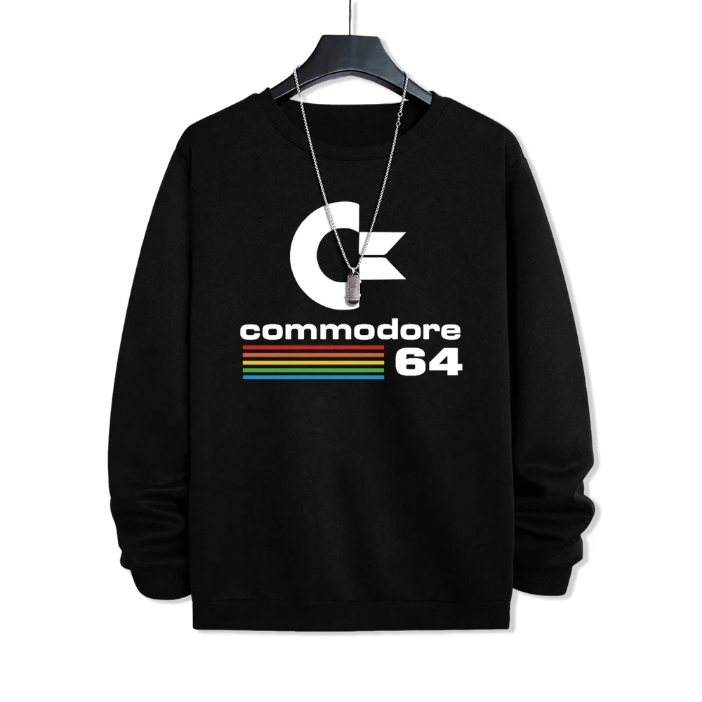 Commodore 64 Fun Logo Printed Hoodies Mens Oversized Pullover Hoody Loose Comfortable Clothes Fleece Casual Hoody Men Warm SS69 24.69 Black / XXL