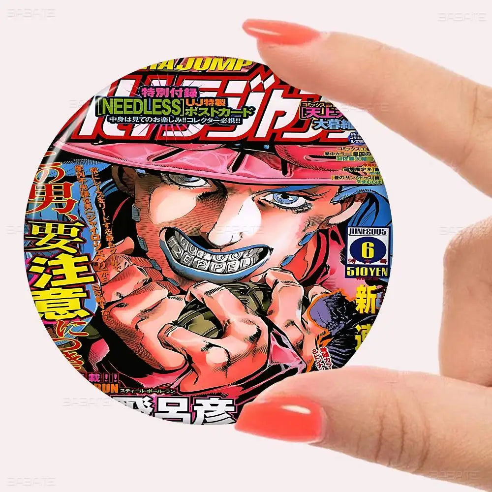Anime JoJo Bizarre Adventure Soft Button Pin Round Metal Badge Lapel Pin Parts Gift Friends Kid Jewelry