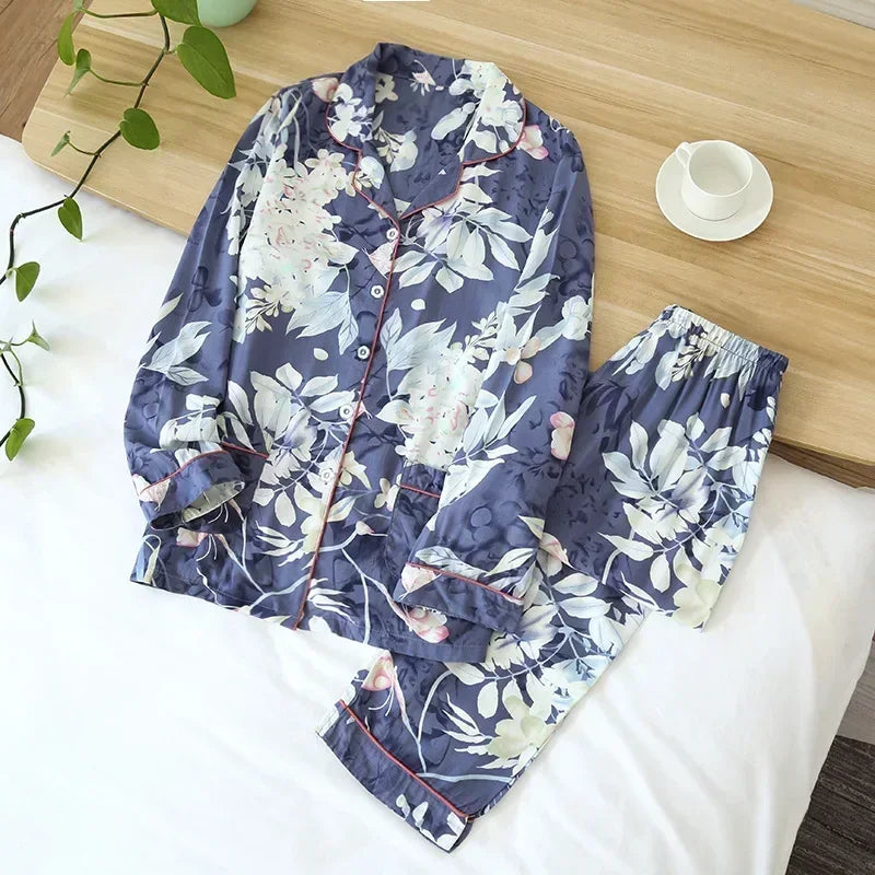Spring / Summer New 100% viscose long-sleeved trousers pajamas SS69 31.69 Gardenia / L / CHINA