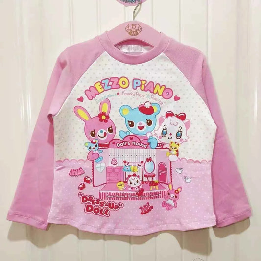 Japanese Sweet Kawaii Cartoon Polka Dot Print T-shirt Women Loose Casual Contrast Color Cute Graphic Tees Y2k Aesthetic Tops New