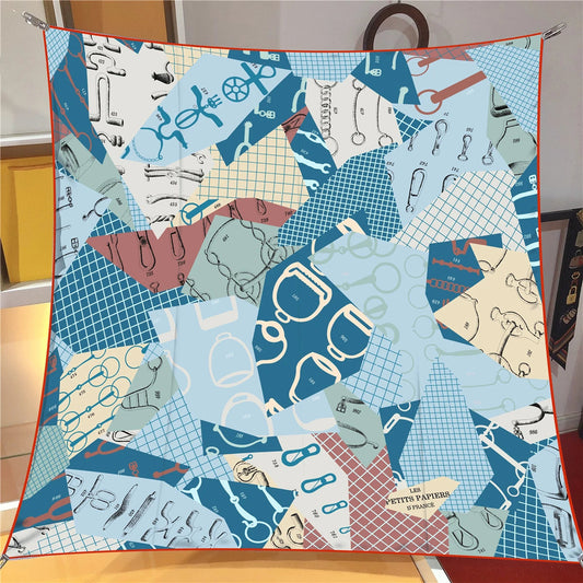 90cm Classic Checkered Horse Brand Square Scarf Women Twill Silk Scarf Shawl Hijab Luxury Bandana Foulard Neckerchief Head Scarf SS69 12.69 2390-21-23