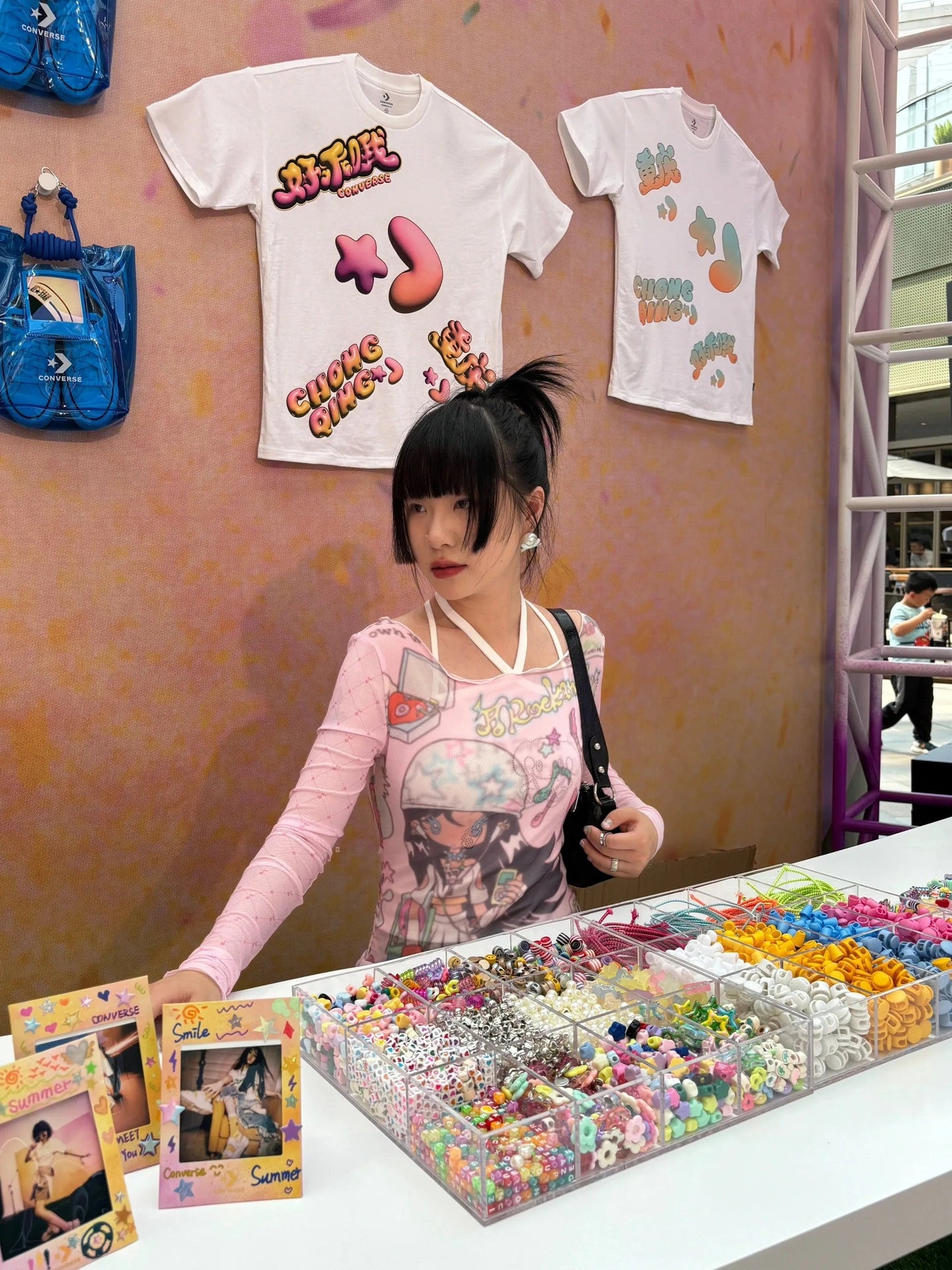 Karrram Japanese Y2k Anime Print Mesh Tops 2000s Aesthetics Pink Sheer Top Vintage Harajuku Kawaii See Through T-shirt Lolita SS69