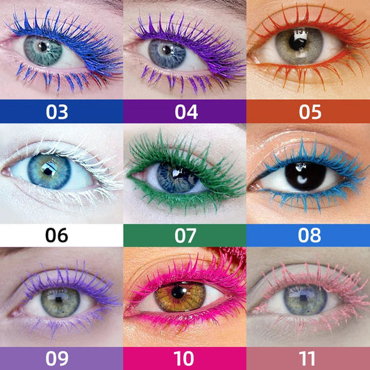 9 Color Mascara Thick Curl Waterproof  Natural Eyelash  Long Lasting Blue White Green Pink Black Eye Makeup Korean cosmetics SS69