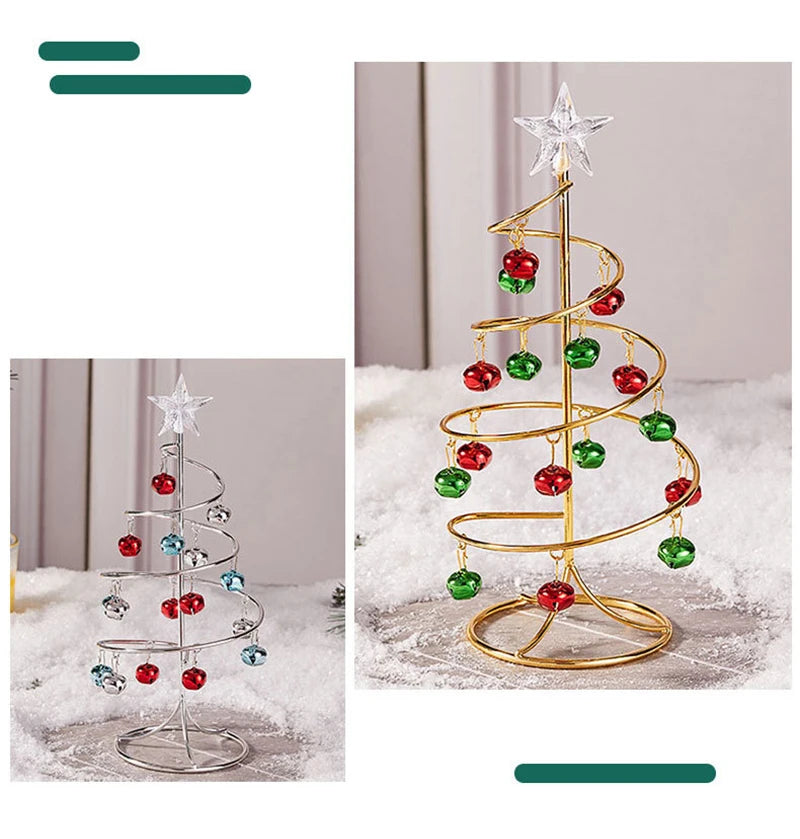 Iron Lace Christmas Tree Mini With Bell Star Desktop Ornament Ornament New Year Christmas Eve Gift Celebrate Party Xmas 2026