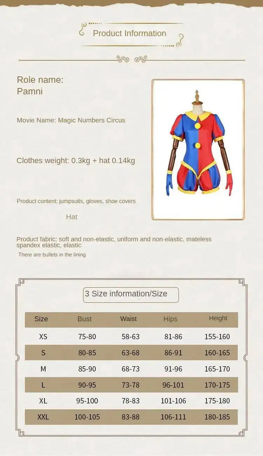 SS69 The Amazing Digital Circus Pomni Cosplay Costume Polyester Uniform Set