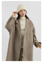 CHIC VEN Women Woolen Coat Double-breasted Basic Loose Casual Retro New Long Double-sided Female Overcoat Autumn Winter 2026