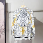 Camisas Newest Exclusive Women Luxury Shirt Long Sleeve Lapel Satin Shirt Old Money Print Brand Design Shirt OL Blouse руба