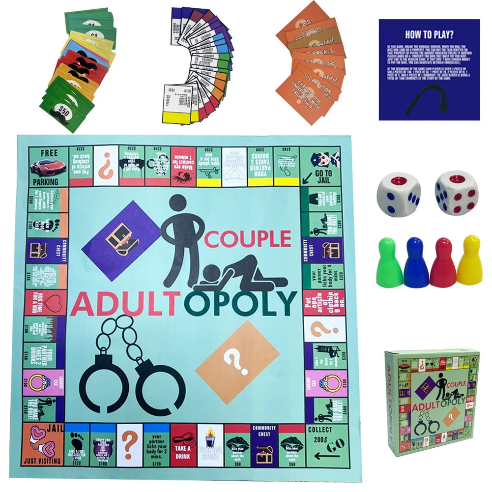 Adultopoly Board Game Couple Board Game Interactive Relationship Card Game Portable Couple Game Valentines Gifts for Him Her SS69