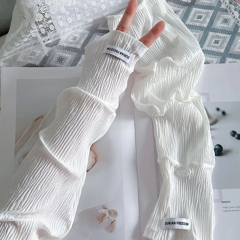 Ice Silk Sunscreen Arm Sleeves - UV Protection for Driving & Cycling