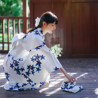 Fashion National Trends Women Sexy Kimono Yukata Dress With Obi Novelty Evening Dress Japanese Cosplay Costume Floral One Size