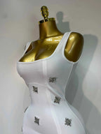 Women Sexy Square Collar Sparkly Rhinestone Bodycon Mini Bandage Dress Celebrate Evening Party Elegant Luxury Birthday Dress