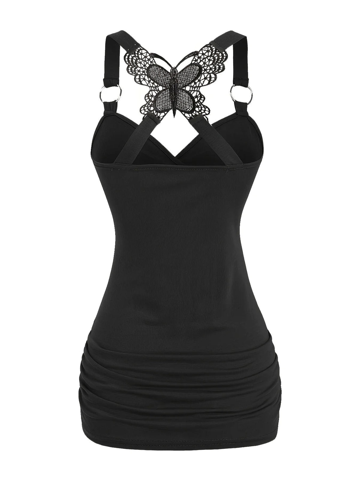 New European and American women's pleated suspenders butterfly lace cross vest in spring and summer of 2024 SS69