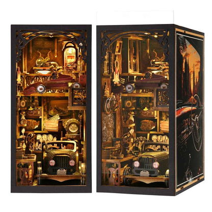 Book Nook Kit Classic Car F1 DIY Wooden Puzzle Bookshelf Insert Decor Dollhouse Model Bookend Building Home Decoration Gifts