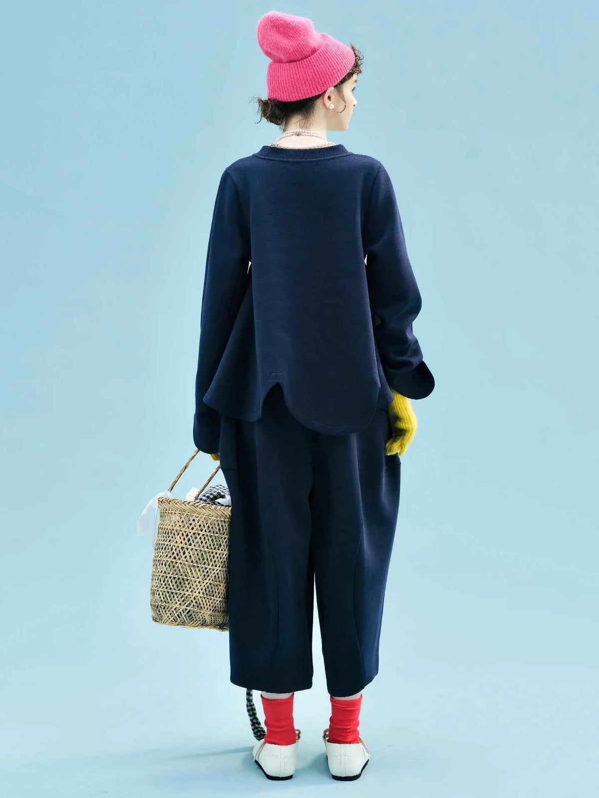 imakokoni 2025 Autumn Japanese-Style Loose Cropped Radish Pants with Cute Embroidery 255250