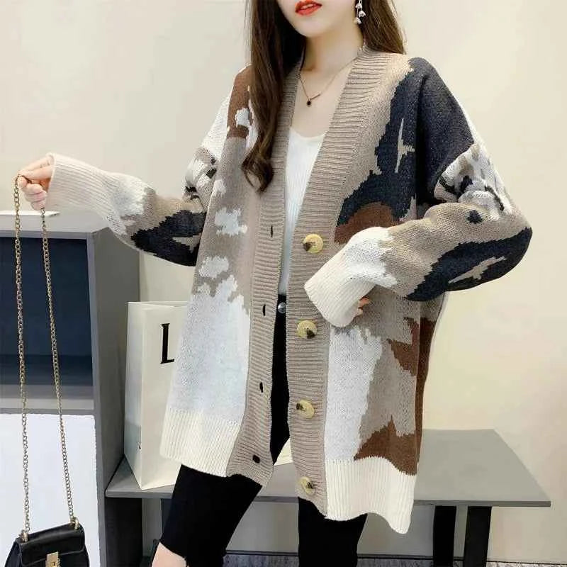 Autumn Winter Cardigan Sweater Women Knitted Coats Fashion Female Long Sleeve Loose Casual Knit Jackets Cardigans Tops Knitwear