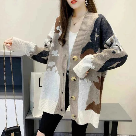 Autumn Winter Cardigan Sweater Women Knitted Coats Fashion Female Long Sleeve Loose Casual Knit Jackets Cardigans Tops Knitwear