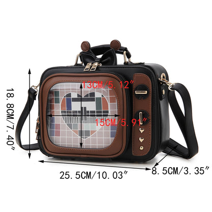 Novelty Tv Shape Ita Bag Retro Television Women Shoulder Bag Design Ita Backpack with Inserts Gilrs Crossbody Bag SS69