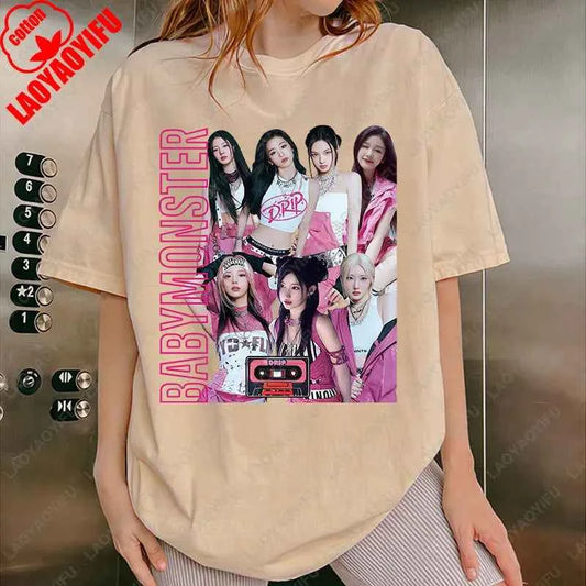 BabyMonster World Tour 2025 Sweatshirt Hello Monsters KPOP Fan Tshirt Men Women Cotton Casual Fashion Tees All Match Adult Tops