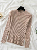 Women Pullovers Sweaters Knit Soft Jumper tops New Autumn Winter Tops O-Neck Ribbed Long Sleeve Korean Slim-fit Female Sweater