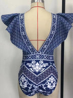 2023 New Arrival Push Up Women Bikini Set Floral Printed Ruffle Bikinis Strappy Bandage Swimwear Brazilian Biquini Bathing Suit SS69