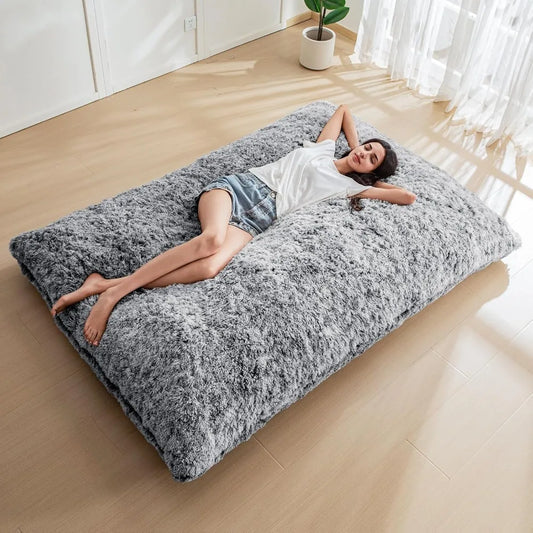 3 in 1 Bean Bag Chair, Giant Bean Bag Sofa Bed, Floor Mattress with High-Density Foam Filling, Bean Bag Chair for Adult