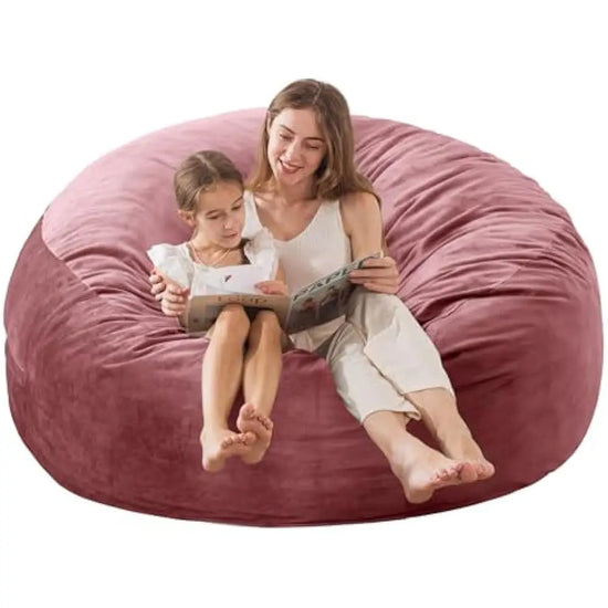 5 Large Memory Foam Filled Bean Bag Chairs for W/Filling,Ultra Soft Dutch Velvet Cover,Round Fluffy Lazy Sofa for Living Room