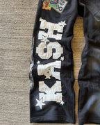 American Sweatpants Y2K Pants Men Gothic Hip Hop Letter Patch Retro Double Layer Design Baggy Elastic Waist Jogging Casual Pants - SS69 
