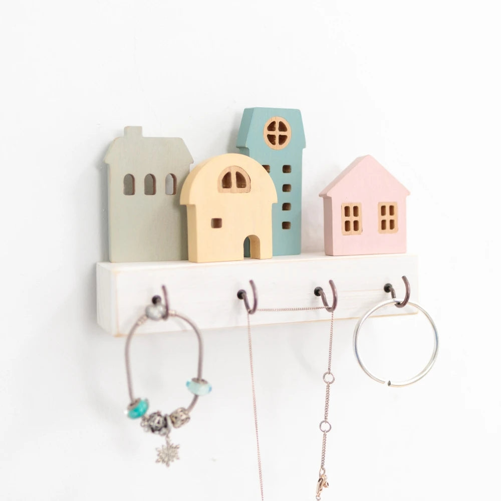 Fairytale Town Wooden Wall Hook Rack for Keys