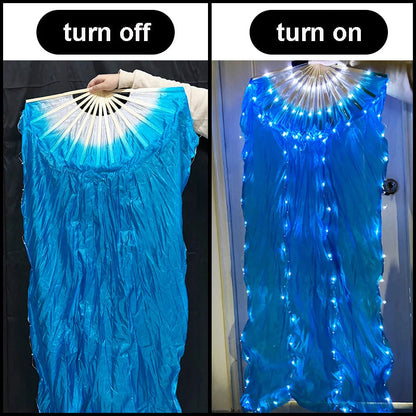150cm Long Silk Veil Fan With LED Light Bamboo Silk Fan Practice and Stage Performance Dance Costumes Belly Dance Accessories SS69 31.69 color 5 / 1pc right hand
