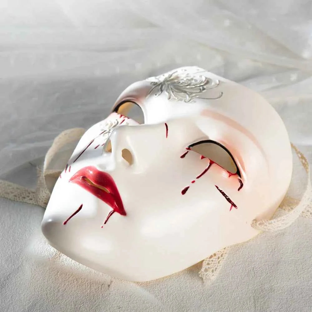 SS69 Ancient Style Full Face Mask, White Retro Hanfu Costume Prop for Adults