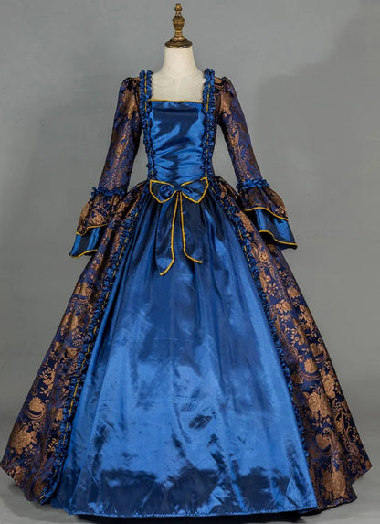 Victorian Masquerade Dresses for Women, Renaissance Dress, 18th Century, Baroque Rococo Marie Antoinette, Historical Clothing SS69 171.69 Blue Floral / XXXL