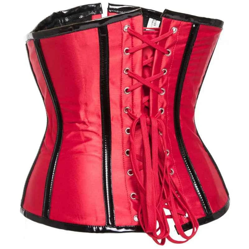 SS69 Red Steampunk Underbust Corset with Zipper and Belt Buckle