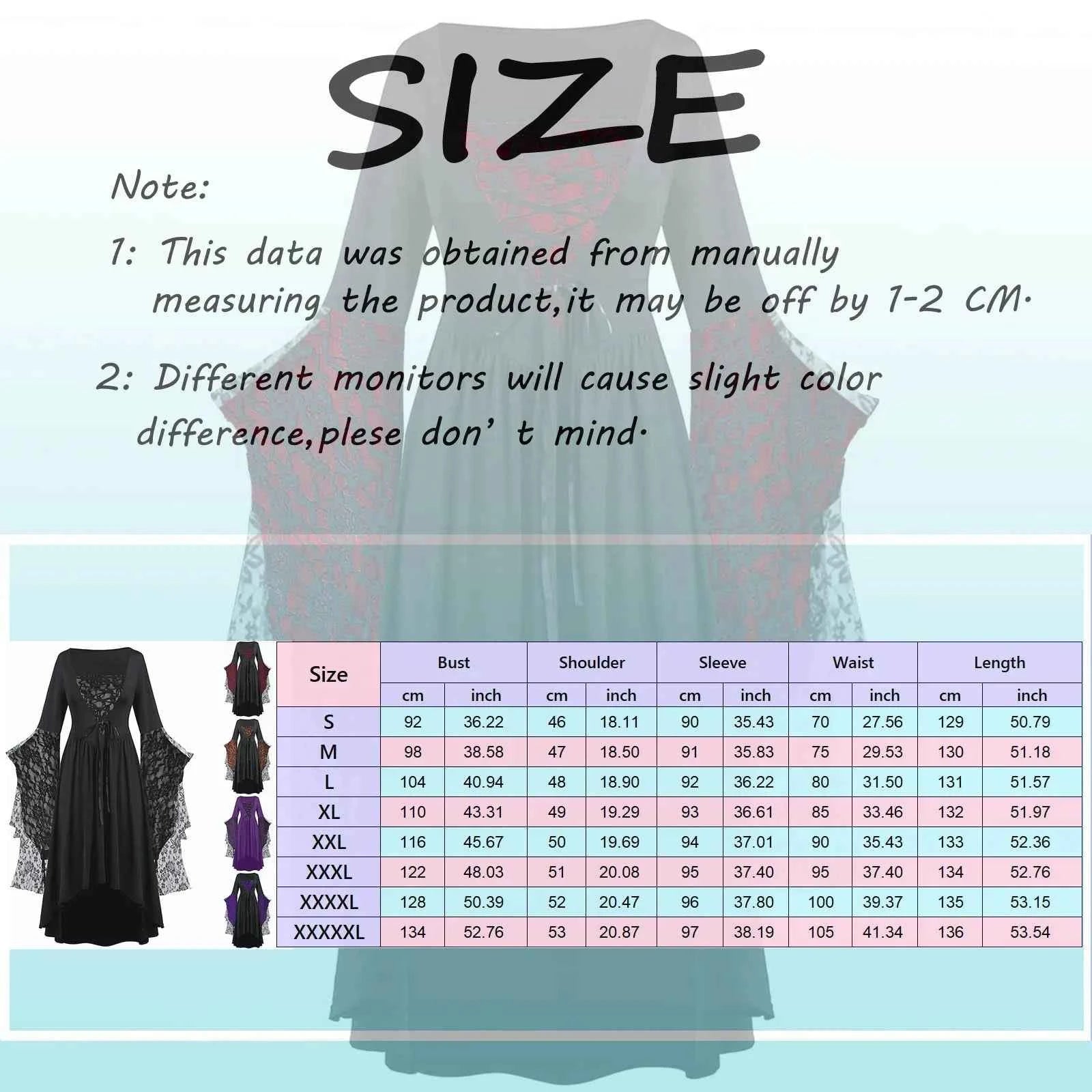 Women Gothic Plus Size Long Dresses Halloween Lace Dress Flare Sleeve Halloween Dresses Cosplay Costume Gothic Clothes For Women