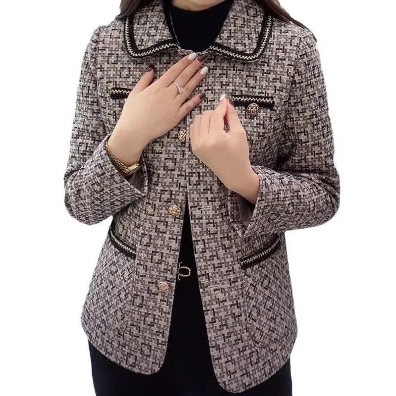 Plus Size Stylish Slimming Cropped Jacket For Middle-Aged Women Fashionable Cardigan Autumn Collection Thick Thin Style Top F... SS69