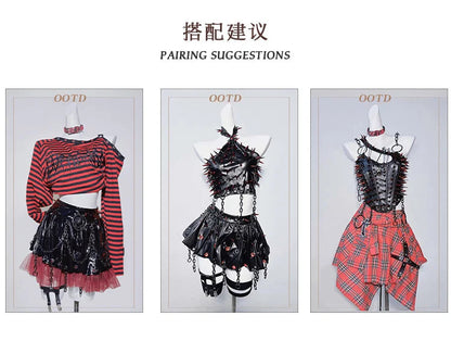 Original Design Punk Rock Cross Patch Long Sleeve Slash Tshirt Gothic Women Subculture Lace Ruffled Holloween Tee Tops Clothing SS69