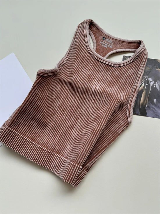 Seamless Yoga Top Fitness Sports  Gym Running Vest  Workout Women Athleisure Sleeveless Crop Top - SS69