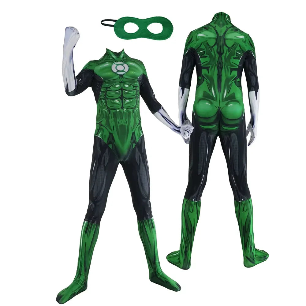 Halloween Woman Green Cosplay Costume Lantern Female Superhero Zentai Suit Ladys Cosplay Bodysuit Adults Men Male Party Jumpsuit