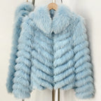 OFTBUY Women's Real Fox Fur Coat - Thick Warm Winter Jacket