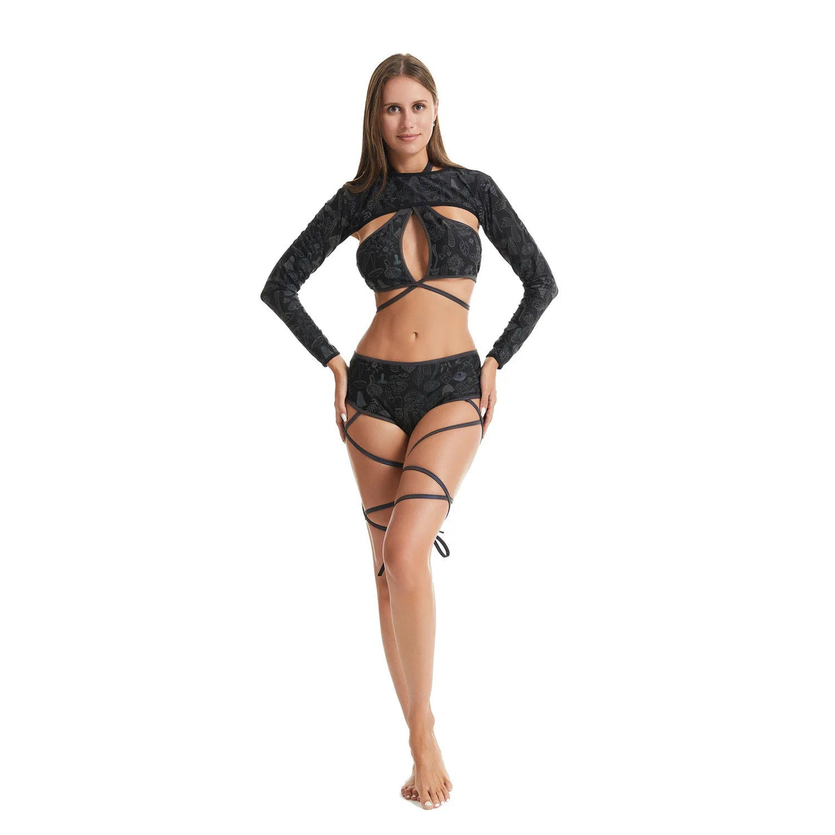 Harajuku Fashion Women Colorful Reflective Set Bandage Shorts+Bra+Crop Top Techwear Clothing Conjuntos Curtos SS69