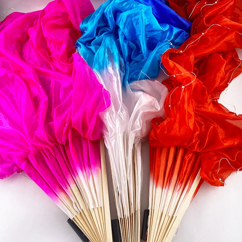 150cm Long Silk Veil Fan With LED Light Bamboo Silk Fan Practice and Stage Performance Dance Costumes Belly Dance Accessories SS69