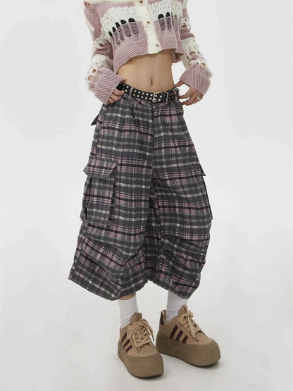 Summer Women Abi Goblin Core Plaid Jorts Harajuku Y2k Streetwear Shorts 2000s Aesthetic Pants Japanese Grunge Cyber Punk Tomboy