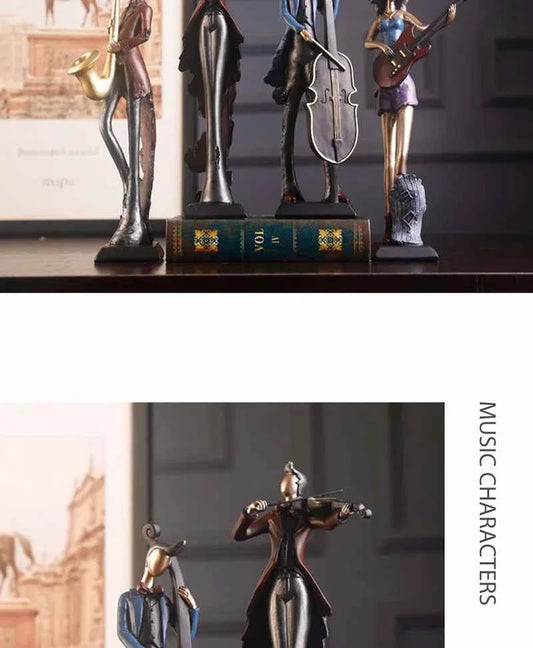 Vintage Musical Instrument Resin Figure Ornaments Figurines Home Decoration Accessories for Living Room Ornaments for Home Decor