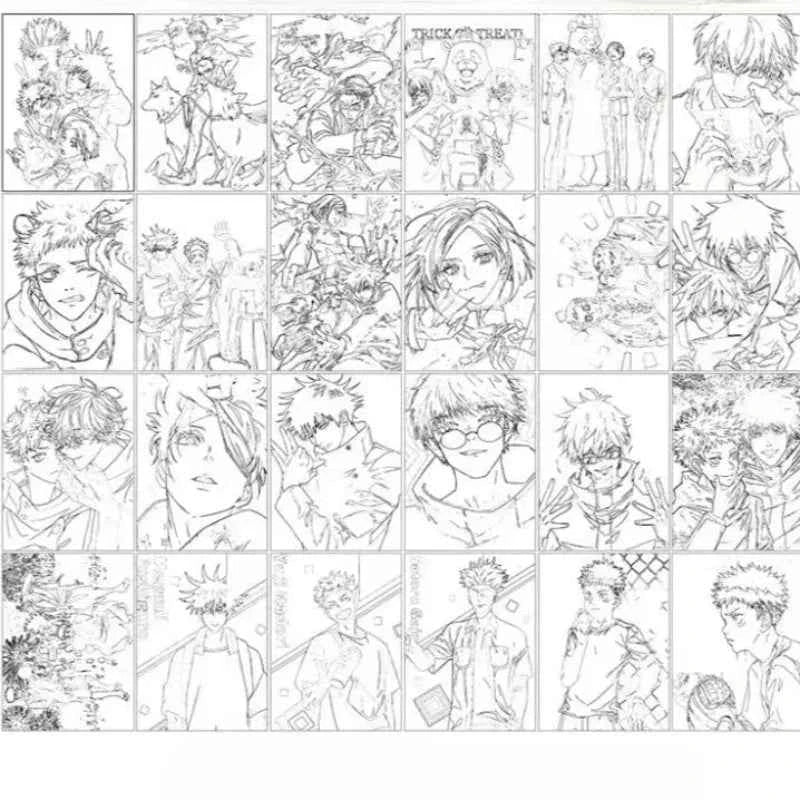 24pcs Jujutsu Kaisen Characters Colorful Cartoon Art Book for Drawing and Improving Your Skills